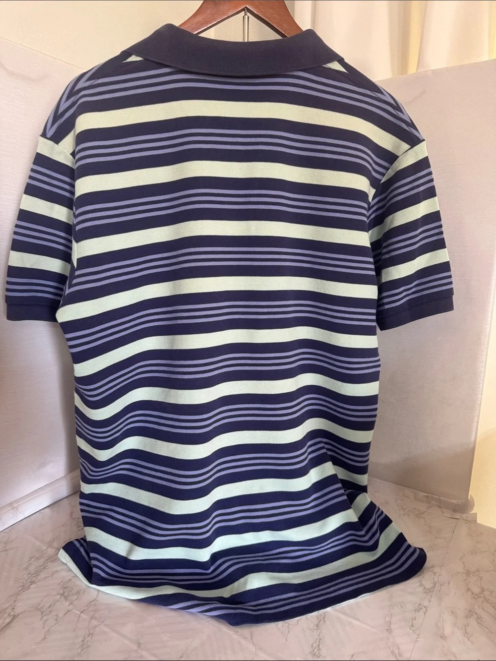 Ralph Lauren Navy and Light Green Striped Polo Shirt